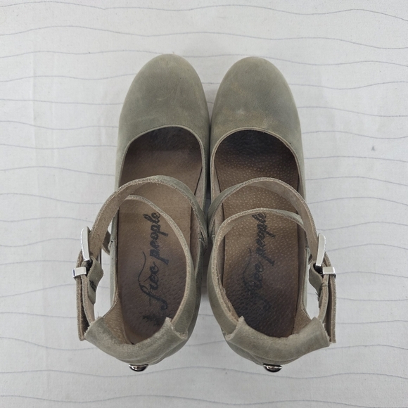 Free People Womens Buena Vista Leather Platform Wedge Strappy Heels Size 37 EU - Picture 9 of 15